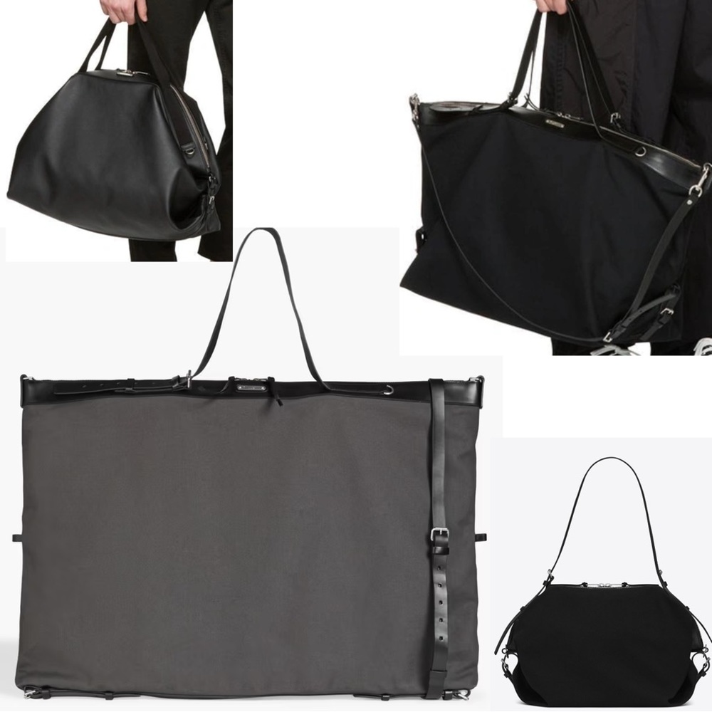 Yves Saint Laurent Black and Gray Convertible Travel Tote